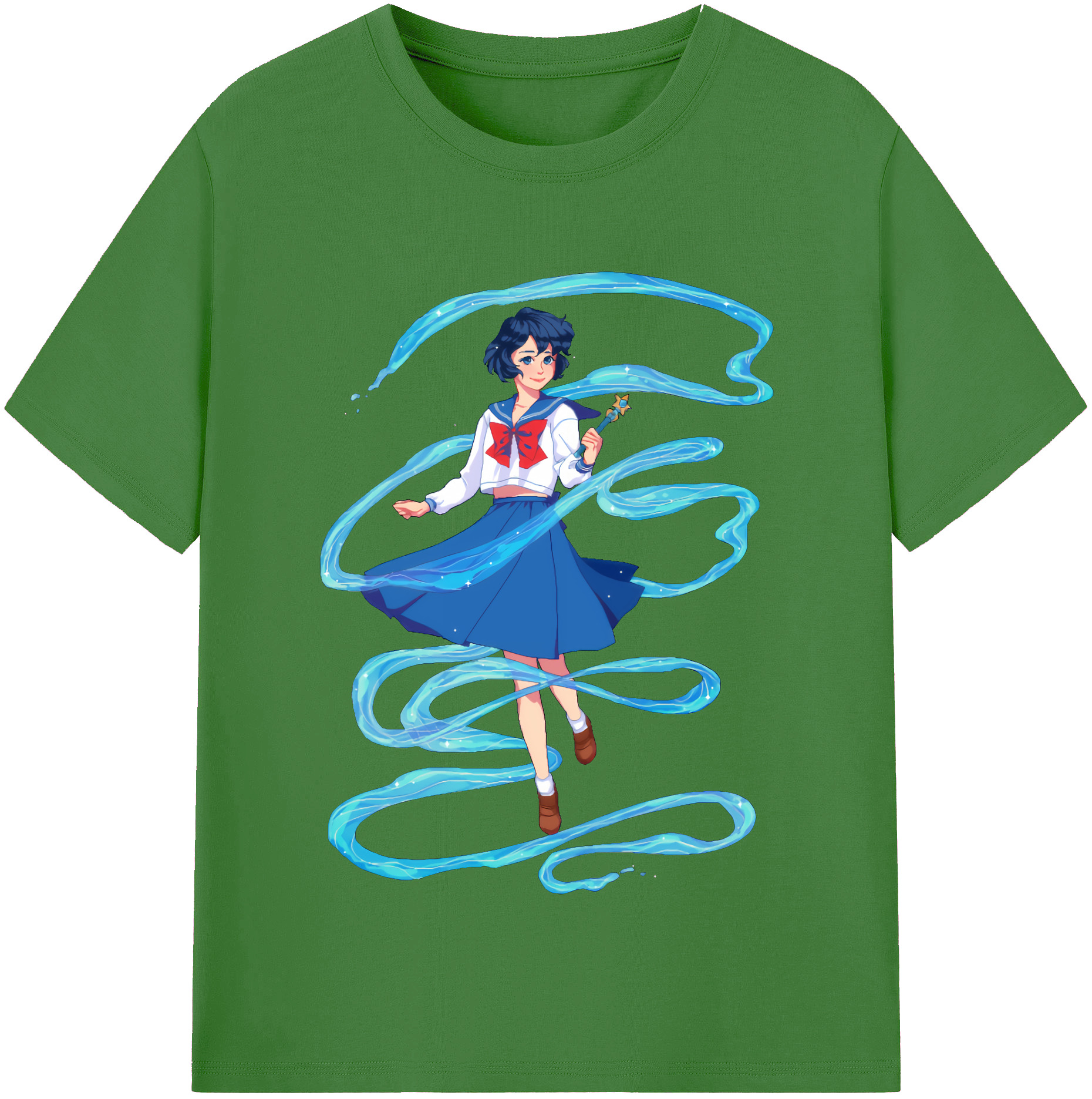 （画像用） 美少女戦士セーラームーン 水野 亜美 みずの あみ Sailor Moon Mizuno Ami レディースカジュアルプリントTシャツ（綿100％）